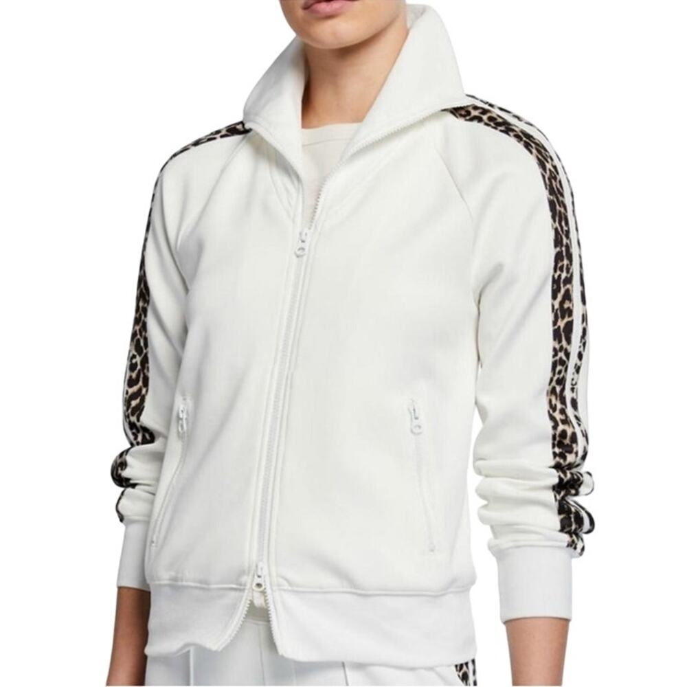 Pam & Gela White Leopard Stripe Track Jacket Size XS/S